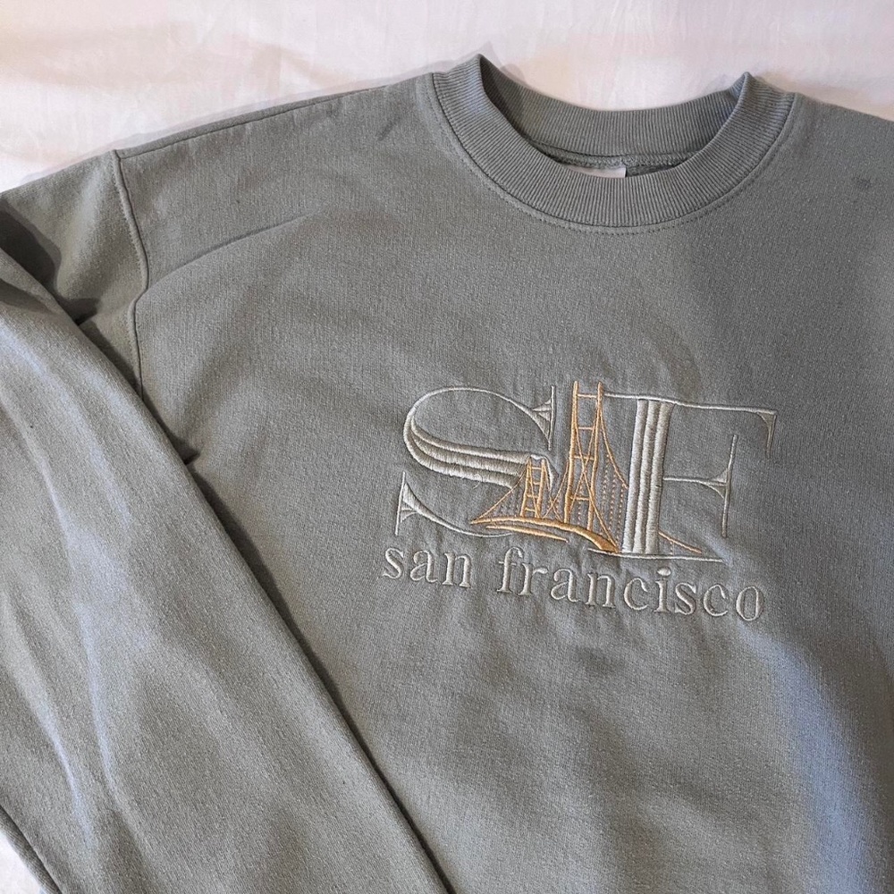 super cute mint/light sage green san francisco hoodie!